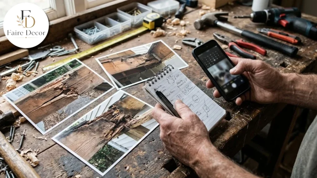 Notes and photos prepared for a building department call