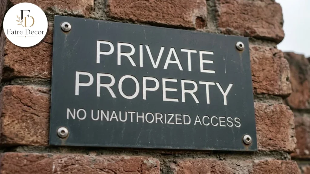 Powder-coated metal no soliciting sign mounted on brick