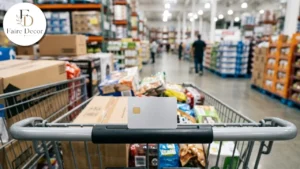 Credit card on a warehouse store shopping cart