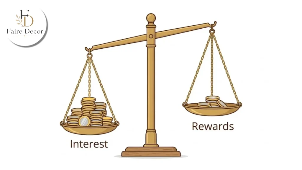 Scale showing interest outweighing credit card rewards