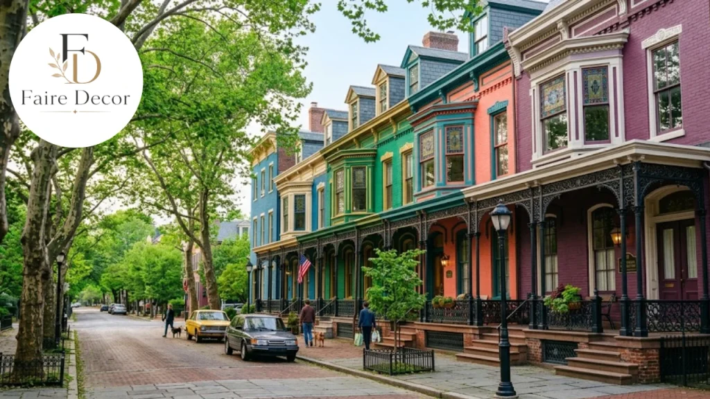 Victorian rowhouses on a tree-lined street in The Fan, Richmond