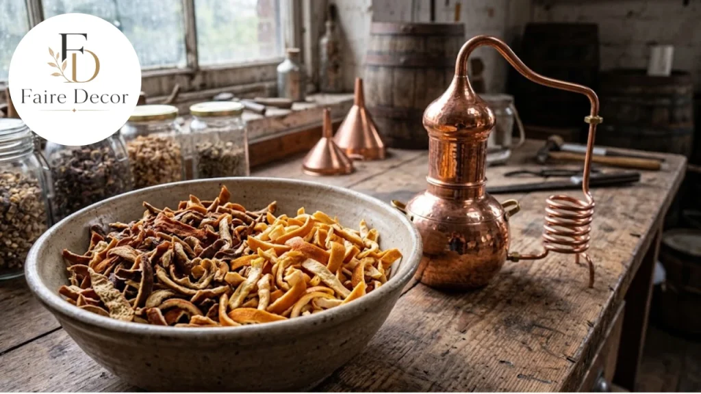 Dried orange peels used to make orange liqueur